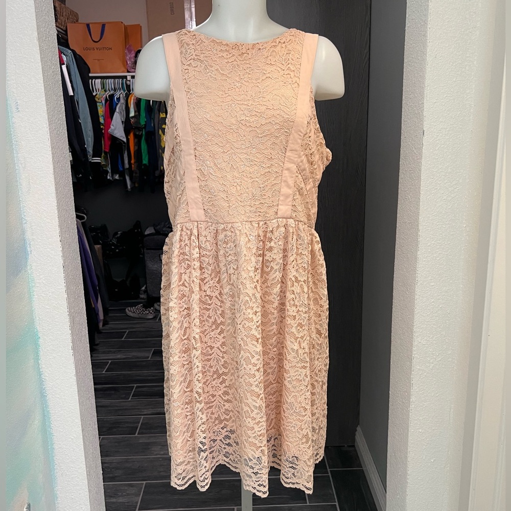 Xhilaration Light Pink Lace Midi Dress